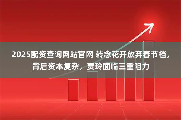 2025配资查询网站官网 转念花开放弃春节档，背后资本复杂，贾玲面临三重阻力